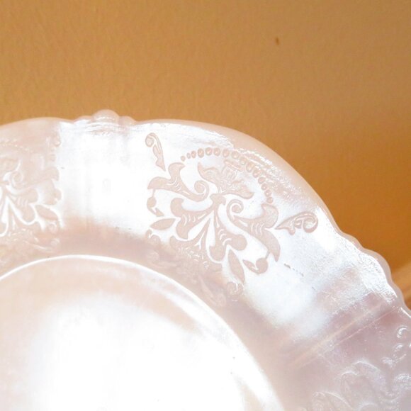 5 VTG Macbeth Evans American Sweetheart Monax White Chop Plate Platter Opalescen - Picture 6 of 6